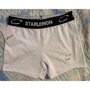 NEW Starlemon Women's White Compression Volleyball Shorts, Small‎